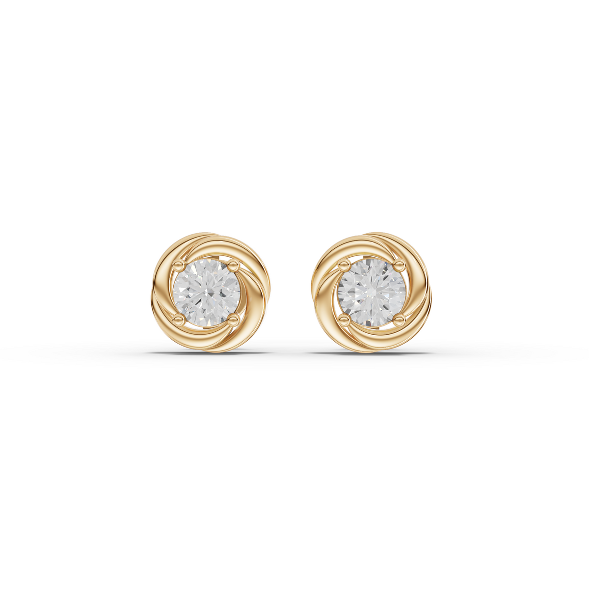 0.50 CT Round Lab Grown Diamond Swirl Stud Earrings in yellow gold
