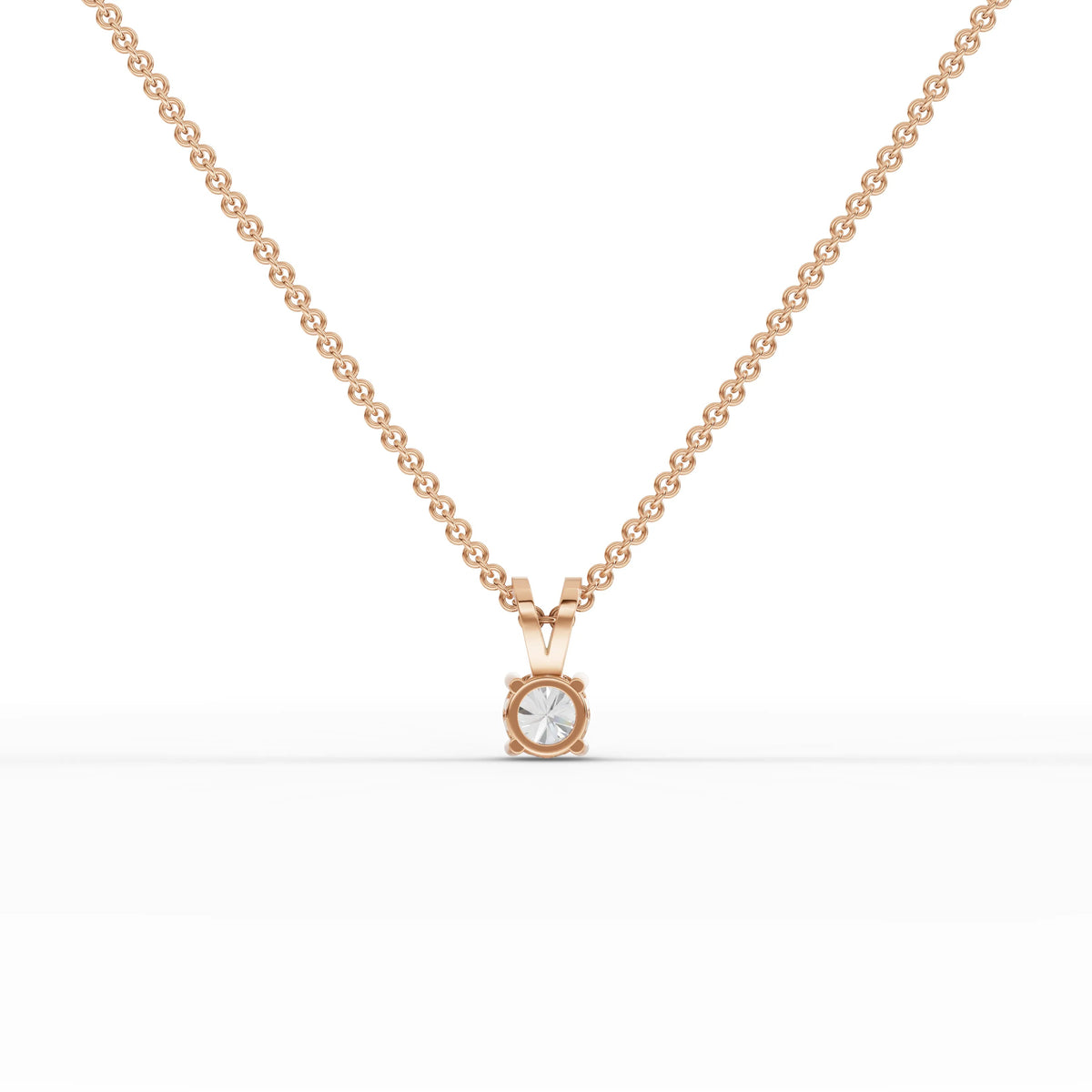 0.50 Ct Round Solitaire Lab Grown Diamond Pendant in rose gold, close-up