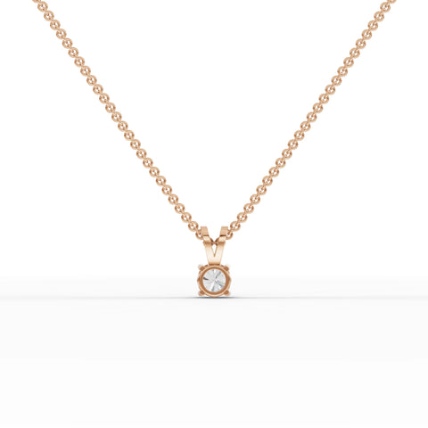 0.50 Ct Round Solitaire Lab Grown Diamond Pendant in rose gold, close-up