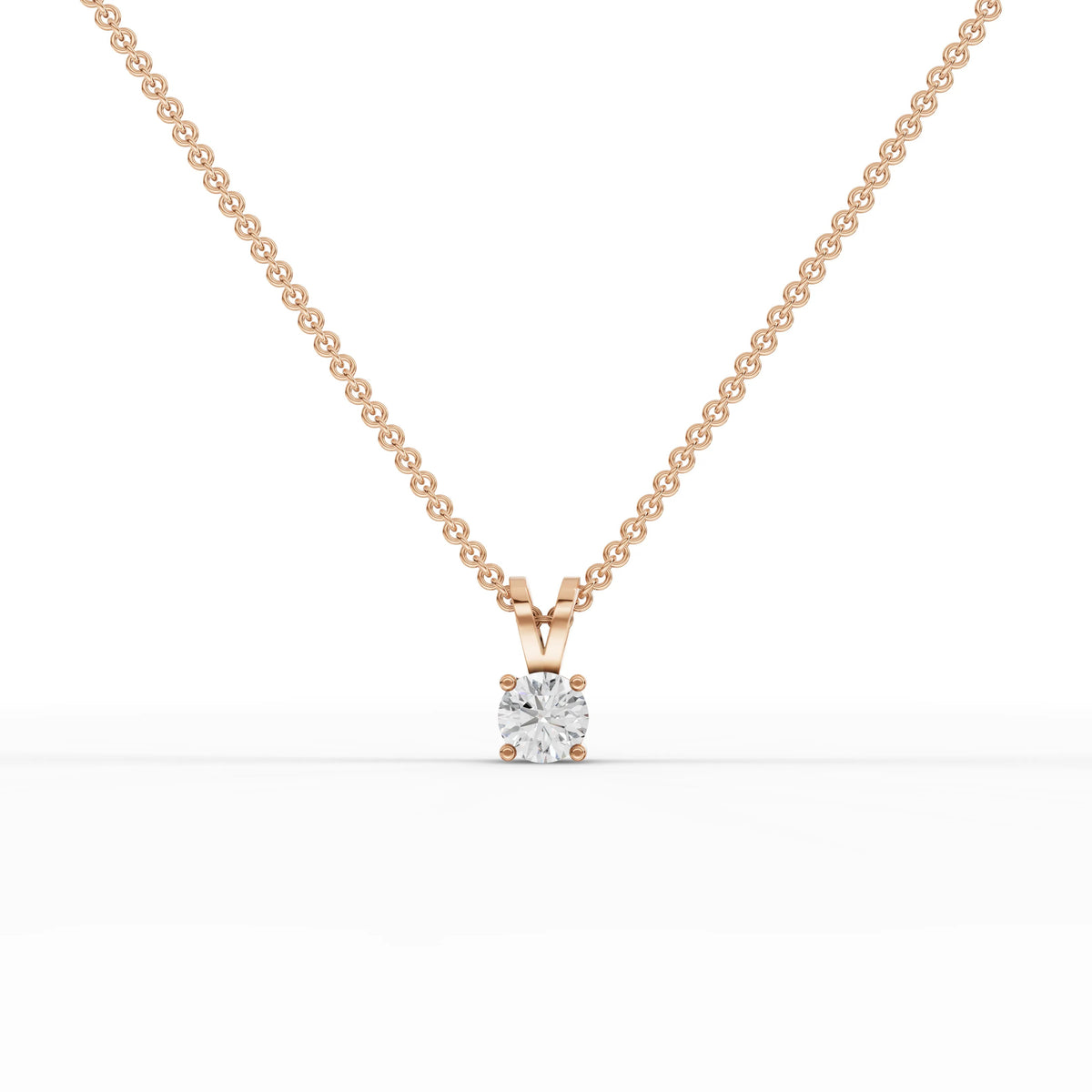 0.50 Ct Round Solitaire Lab Grown Diamond Pendant in rose gold, top view