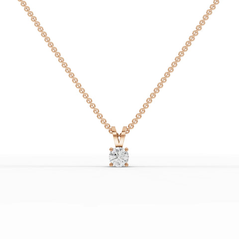 0.50 Ct Round Solitaire Lab Grown Diamond Pendant in rose gold, top view