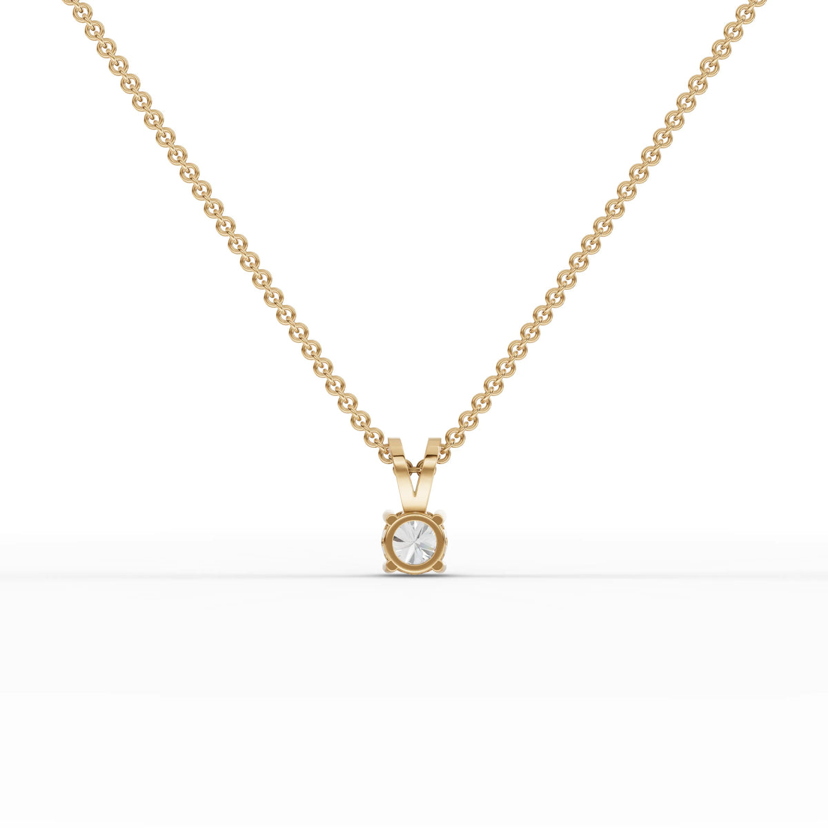 0.50 Ct Round Solitaire Lab Grown Diamond Pendant in yellow gold, close-up