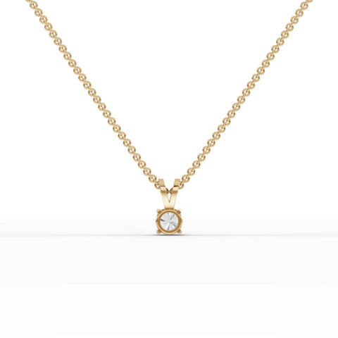 0.50 Ct Round Solitaire Lab Grown Diamond Pendant in yellow gold, close-up