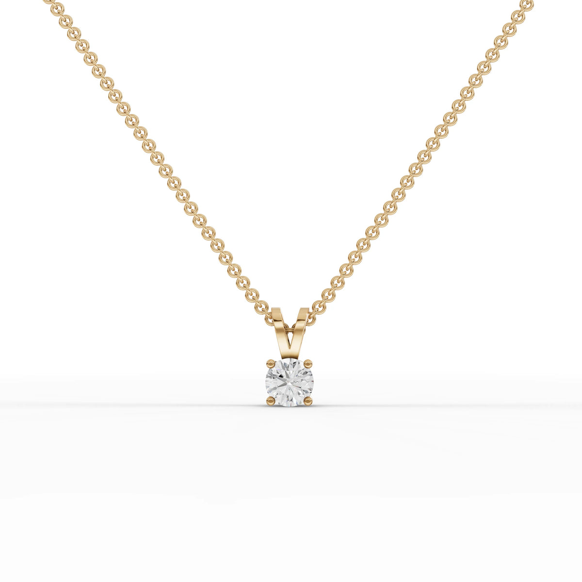 0.50 Ct Round Solitaire Lab Grown Diamond Pendant in yellow gold, top view