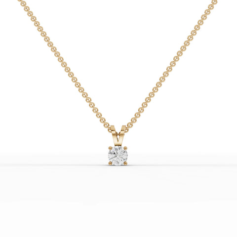0.50 Ct Round Solitaire Lab Grown Diamond Pendant in yellow gold, top view