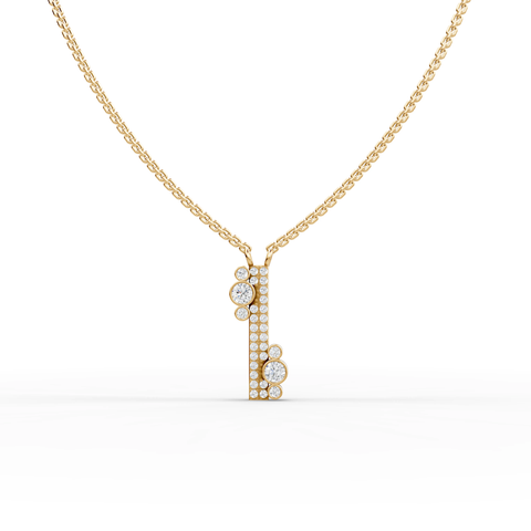 0.52 CT Round Bezel Pavé Lab Grown Diamond Necklace in yellow gold