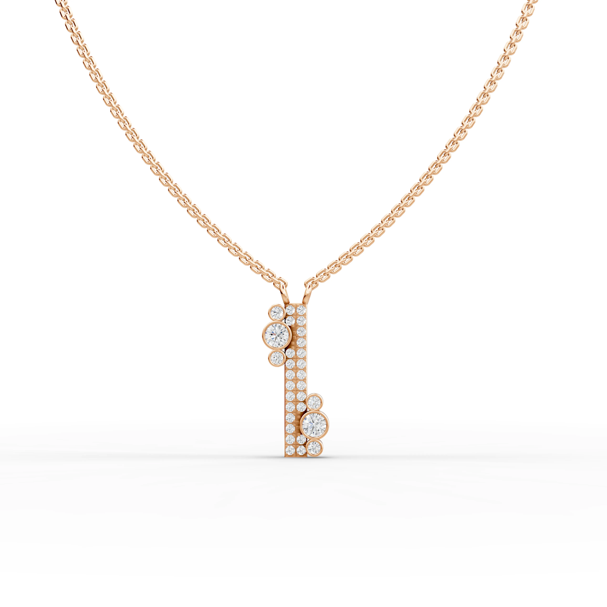0.52 CT Round Bezel Pavé Lab Grown Diamond Necklace, view 4