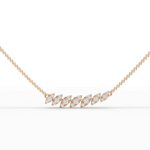 0.54 Ct marquise leaf lab diamond pendant in 18k gold, featuring interlocking leaf design set with round brilliant diamonds.