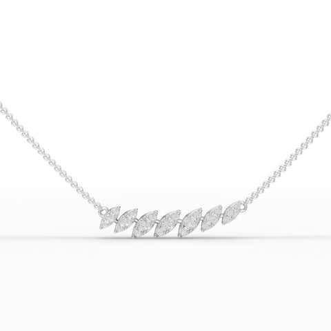 0.54 Ct marquise leaf lab diamond pendant in 18k gold, featuring interlocking leaf design with round brilliant diamonds.