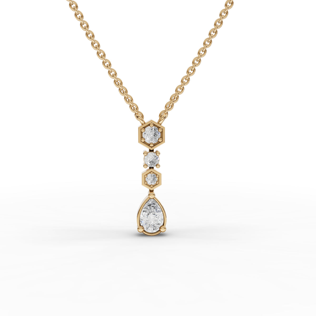 0.54 CT Pear Lab Grown Diamond Drop Necklace in yellow gold