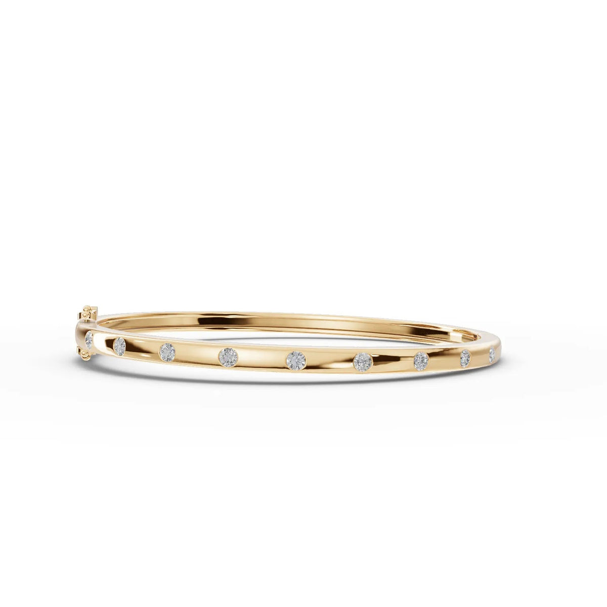Elegant 18K gold bangle featuring evenly spaced round lab-grown diamonds, designed for a smooth, low-profile fit.