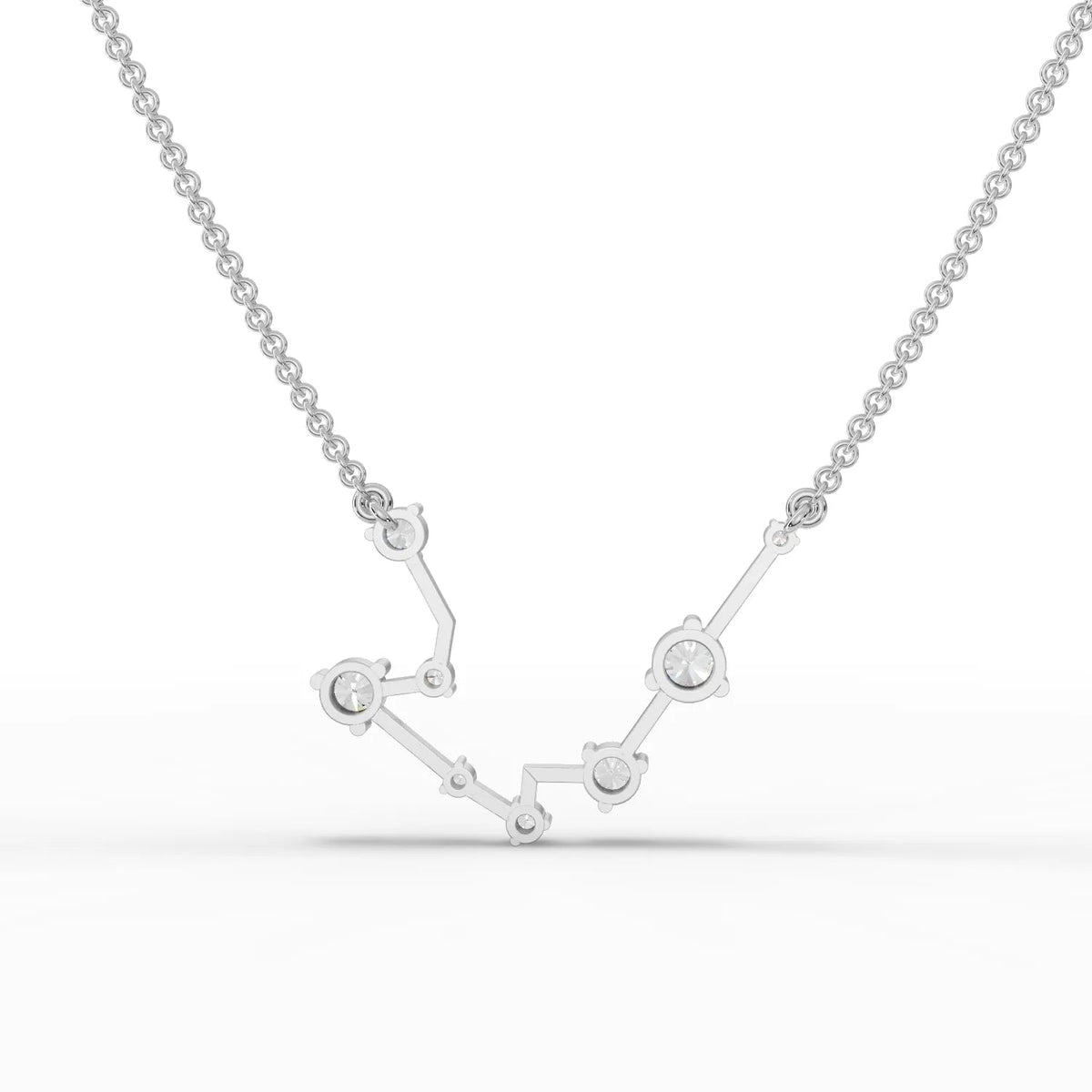 0.57 Ct Aquarius Lab Diamond Pendant featuring round lab grown diamonds on a V-shaped chain in 18k gold.