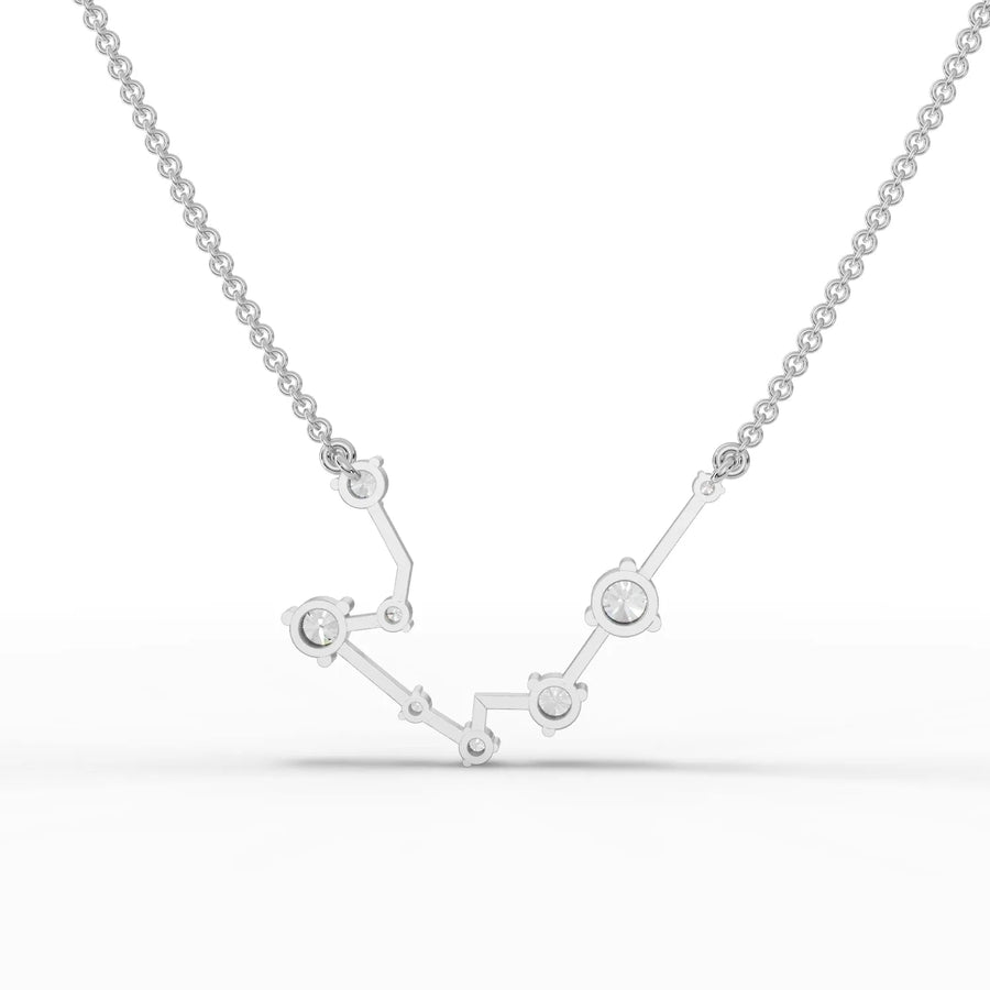 0.57 Ct Aquarius Lab Diamond Pendant featuring round lab grown diamonds on a V-shaped chain in 18k gold.