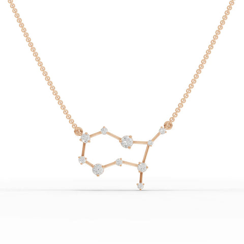 0.58 Ct Gemini lab diamond pendant in 18K gold, featuring round diamonds arranged in a constellation design, showcasing a polished finish.