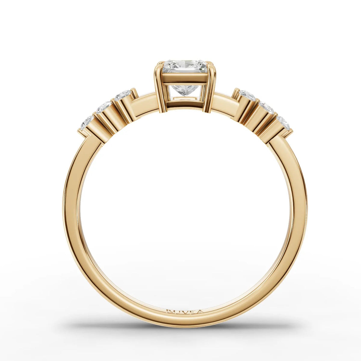 0.59 CT Princess Solitaire With Side Stone Lab Grown Diamond Ring, view 4