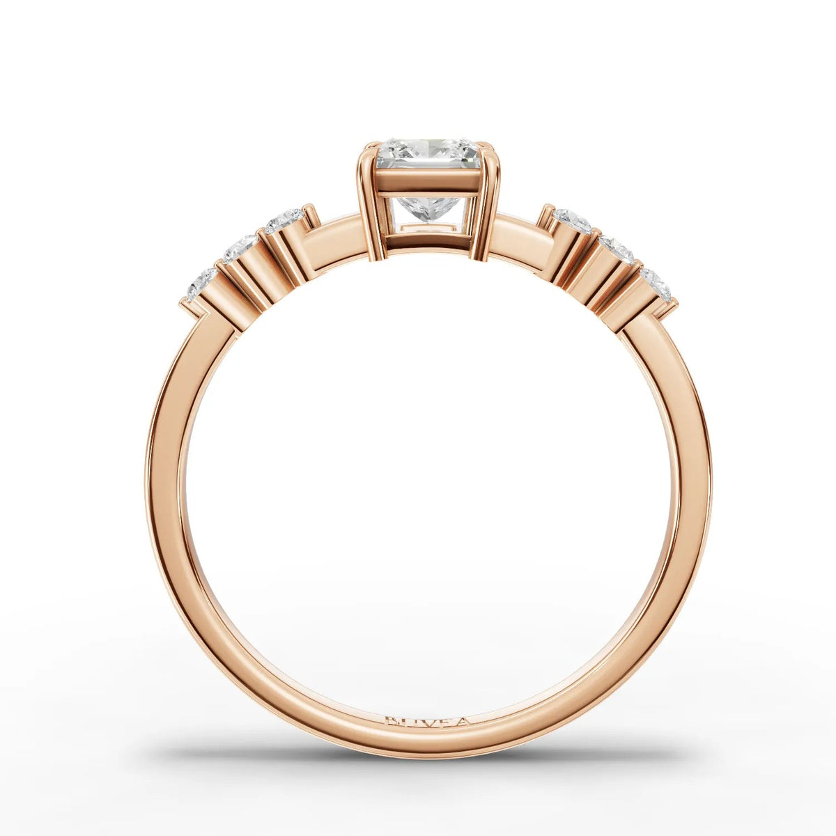 0.59 CT Princess Solitaire With Side Stone Lab Grown Diamond Ring, view 6