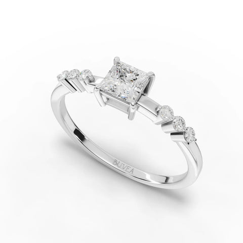 0.59 CT Princess Solitaire With Side Stone Lab Grown Diamond Ring