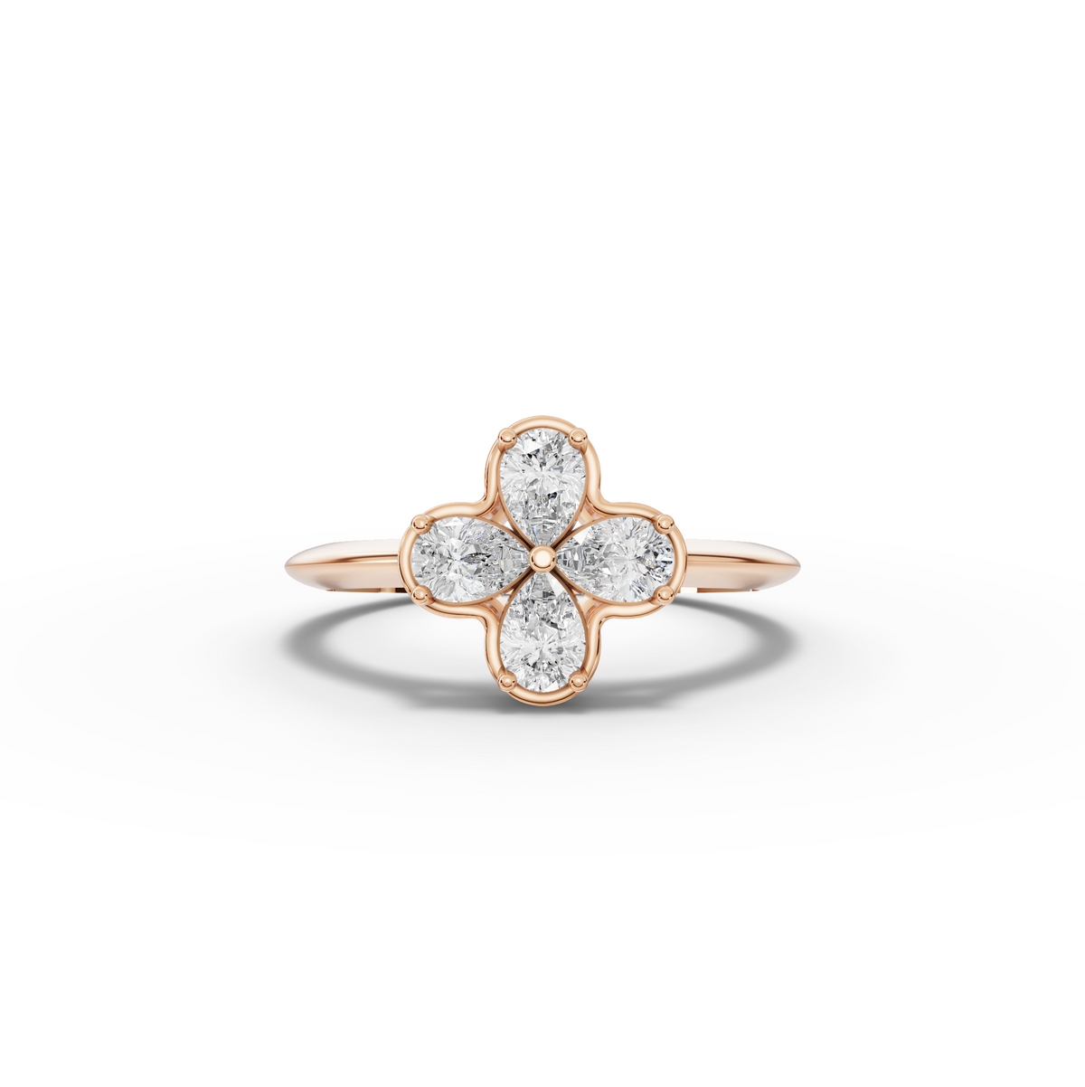 0.60 CT Round Floral Lab Grown Diamond Cluster Ring in rose gold