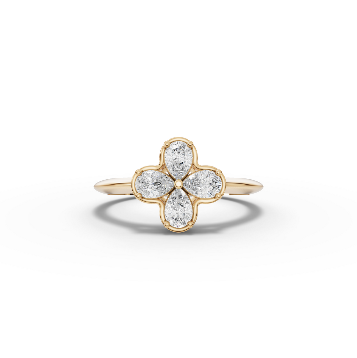 0.60 CT Round Floral Lab Grown Diamond Cluster Ring in yellow gold