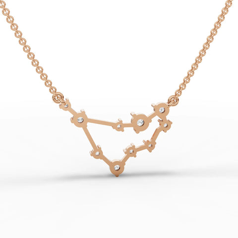 0.61 Ct Capricorn lab diamond pendant in 18K gold, featuring round diamonds in a V-shaped constellation design.