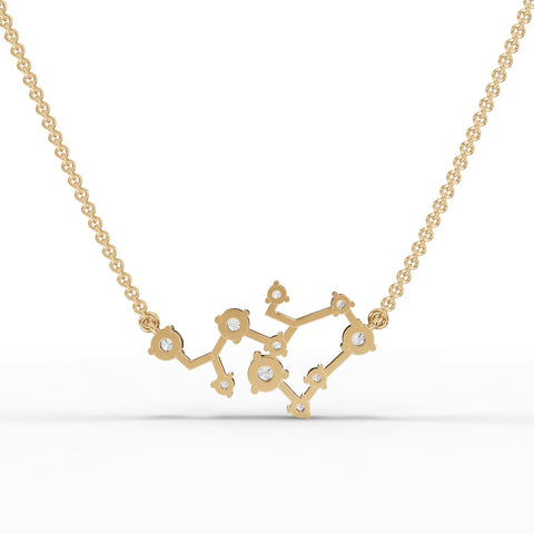 0.61 Ct Sagittarius lab diamond pendant in 18K gold, featuring round diamonds set in constellation layout.