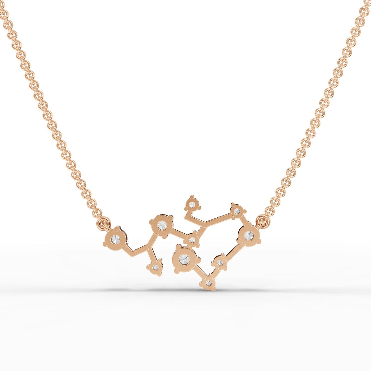Delicate 18K gold Sagittarius lab-grown diamond pendant featuring a constellation design with round diamonds.