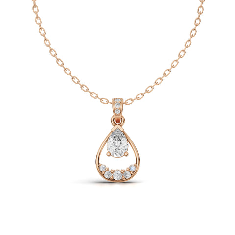 0.62 CT Pear Lab Grown Diamond Halo Pendant in rose gold