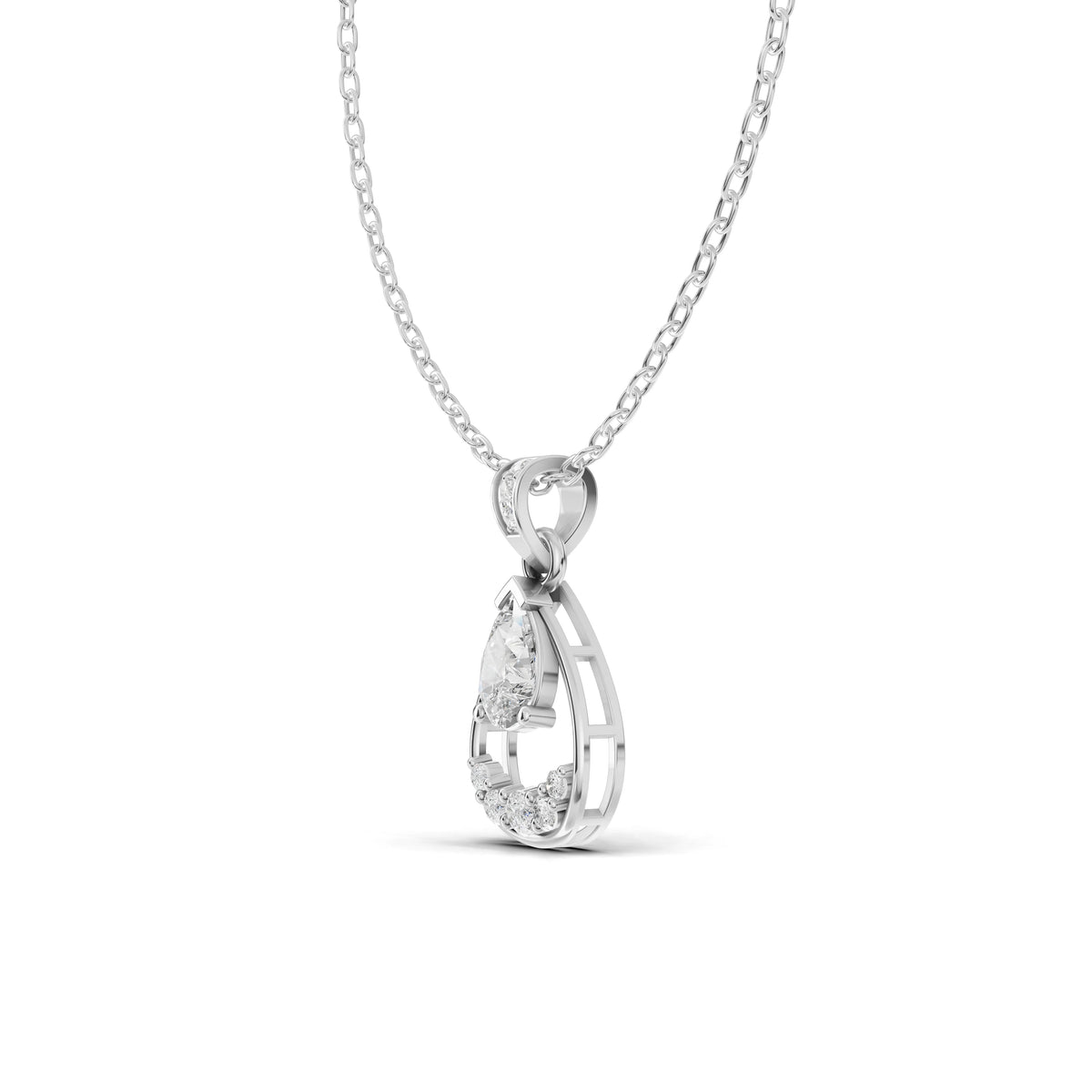 0.62 CT Pear Lab Grown Diamond Halo Pendant, view 2