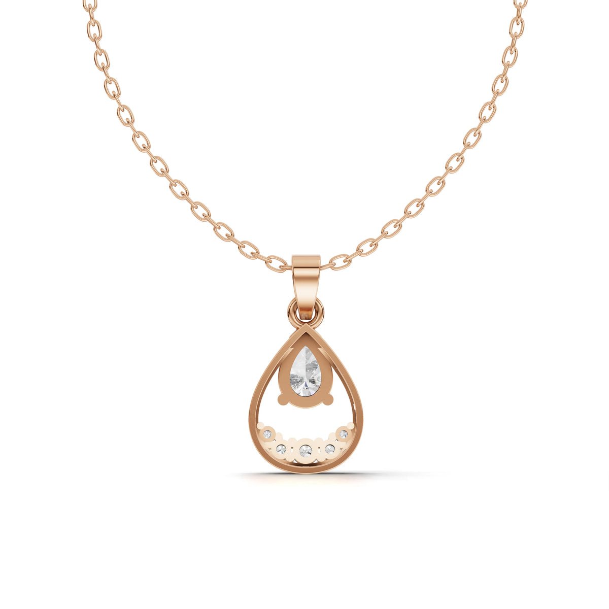 0.62 CT Pear Lab Grown Diamond Halo Pendant, view 7