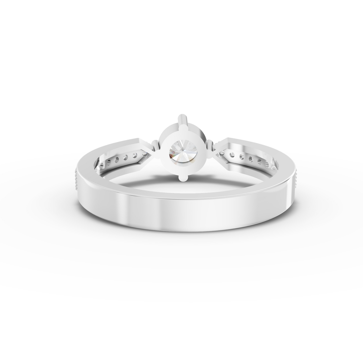 0.62 CT Round Solitaire Lab Grown Diamond with Channel Pavé Band 0.50 CT Center, view 2