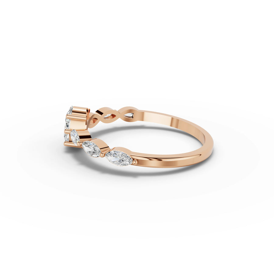 0.67 CT Oval Solitaire With Side Stone Lab Grown Diamond Ring in rose gold, view 2