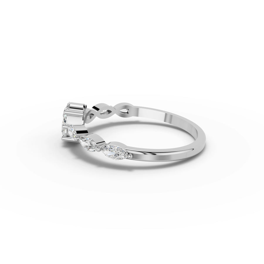 0.67 CT Oval Solitaire With Side Stone Lab Grown Diamond Ring in white gold, view 2