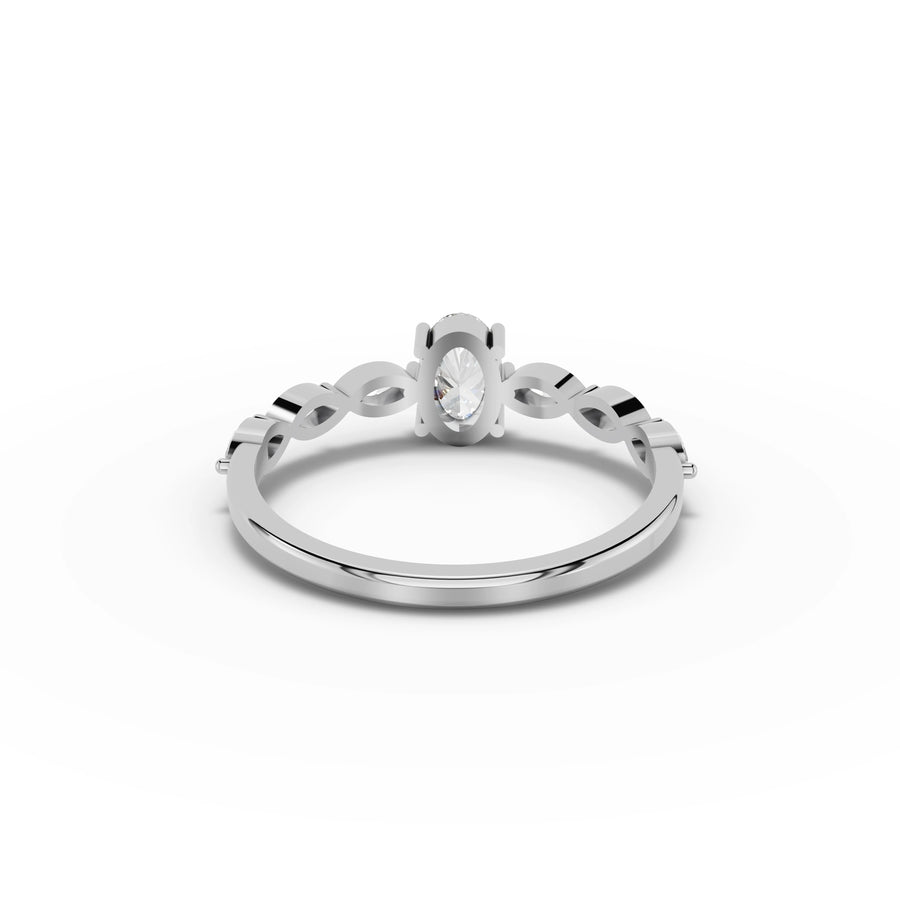 0.67 CT Oval Solitaire With Side Stone Lab Grown Diamond Ring in white gold, view 3