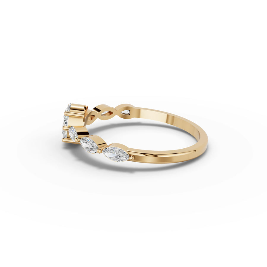 0.67 CT Oval Solitaire With Side Stone Lab Grown Diamond Ring in yellow gold, view 2