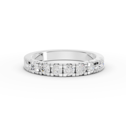 0.70 ct round lab diamond bar-set half eternity band with a sleek shared-bar design and continuous sparkle across the top