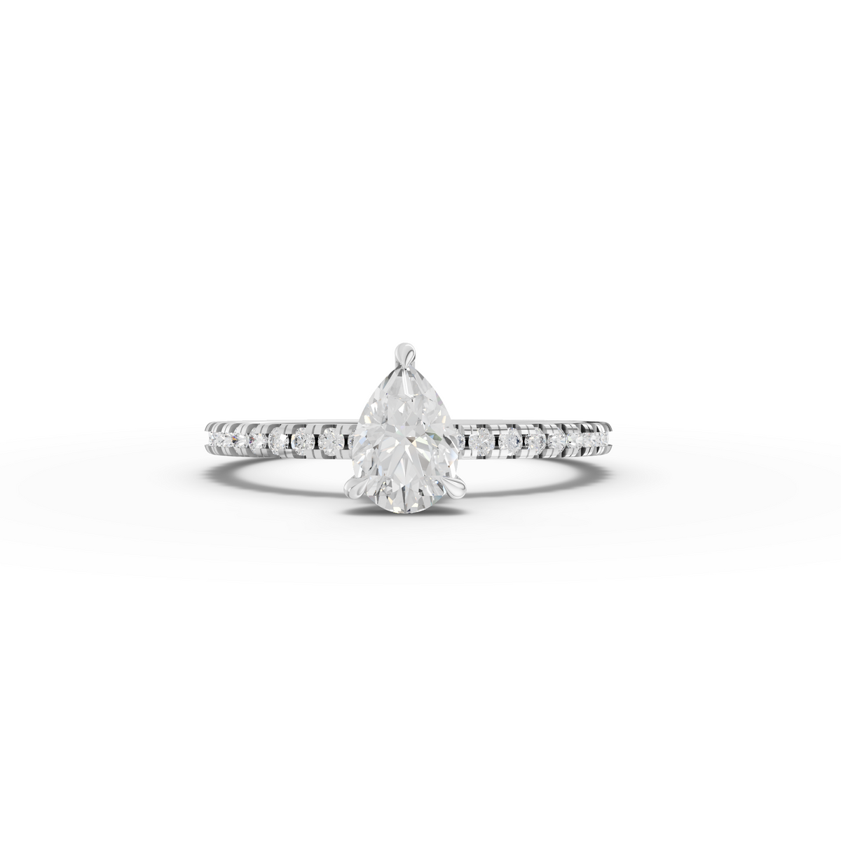 0.72 CT Pear Hidden Halo Pavé Lab Grown Diamond Ring in white gold