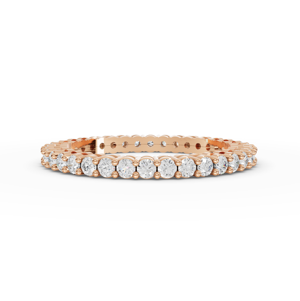 0.72 CT Round Shared-Prong Full Eternity Lab Grown Diamond Ring in rose gold
