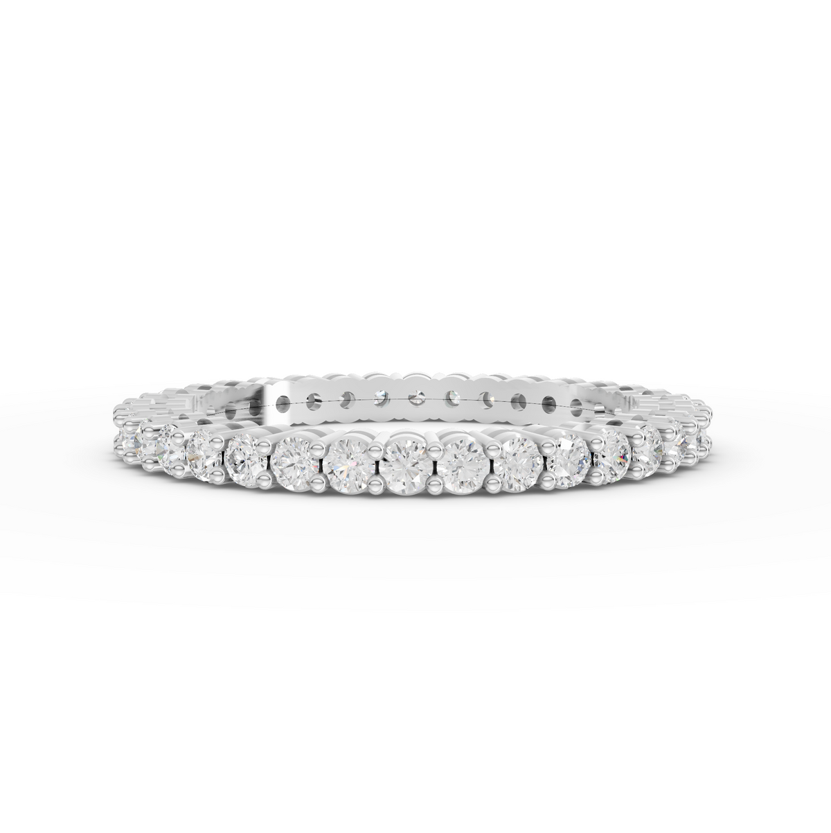 0.72 ct round lab diamond shared-prong full eternity ring with scalloped band design