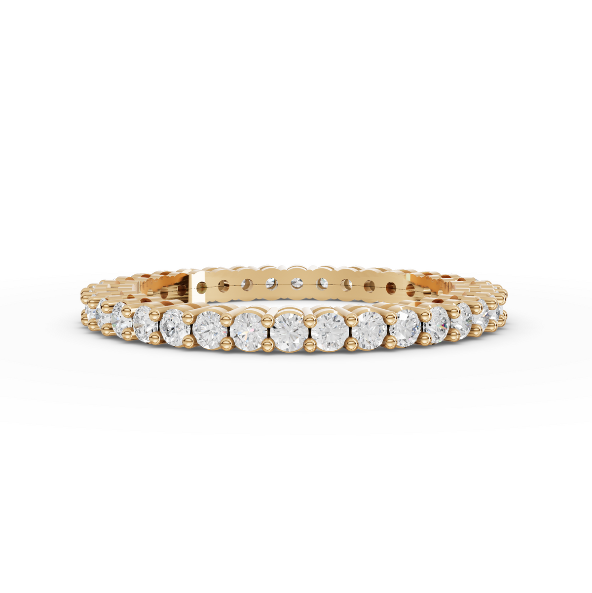 0.72 CT Round Shared-Prong Full Eternity Lab Grown Diamond Ring in yellow gold