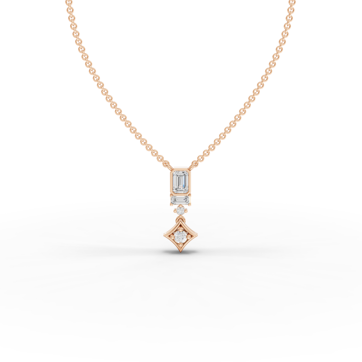 0.75 CT Emerald Lab Grown Diamond Statement Drop Necklace in rose gold