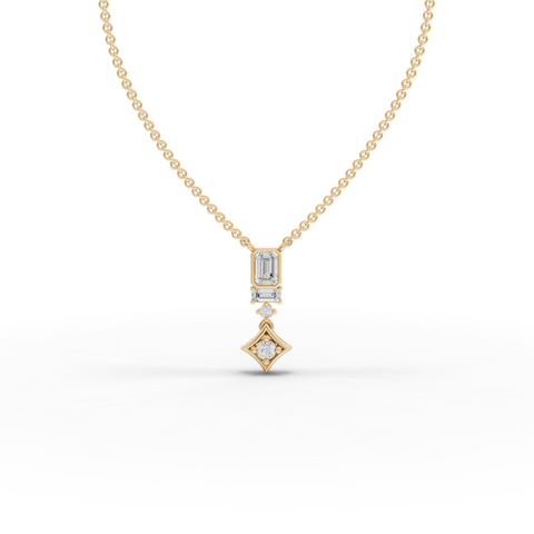 0.75 CT Emerald Lab Grown Diamond Statement Drop Necklace in yellow gold