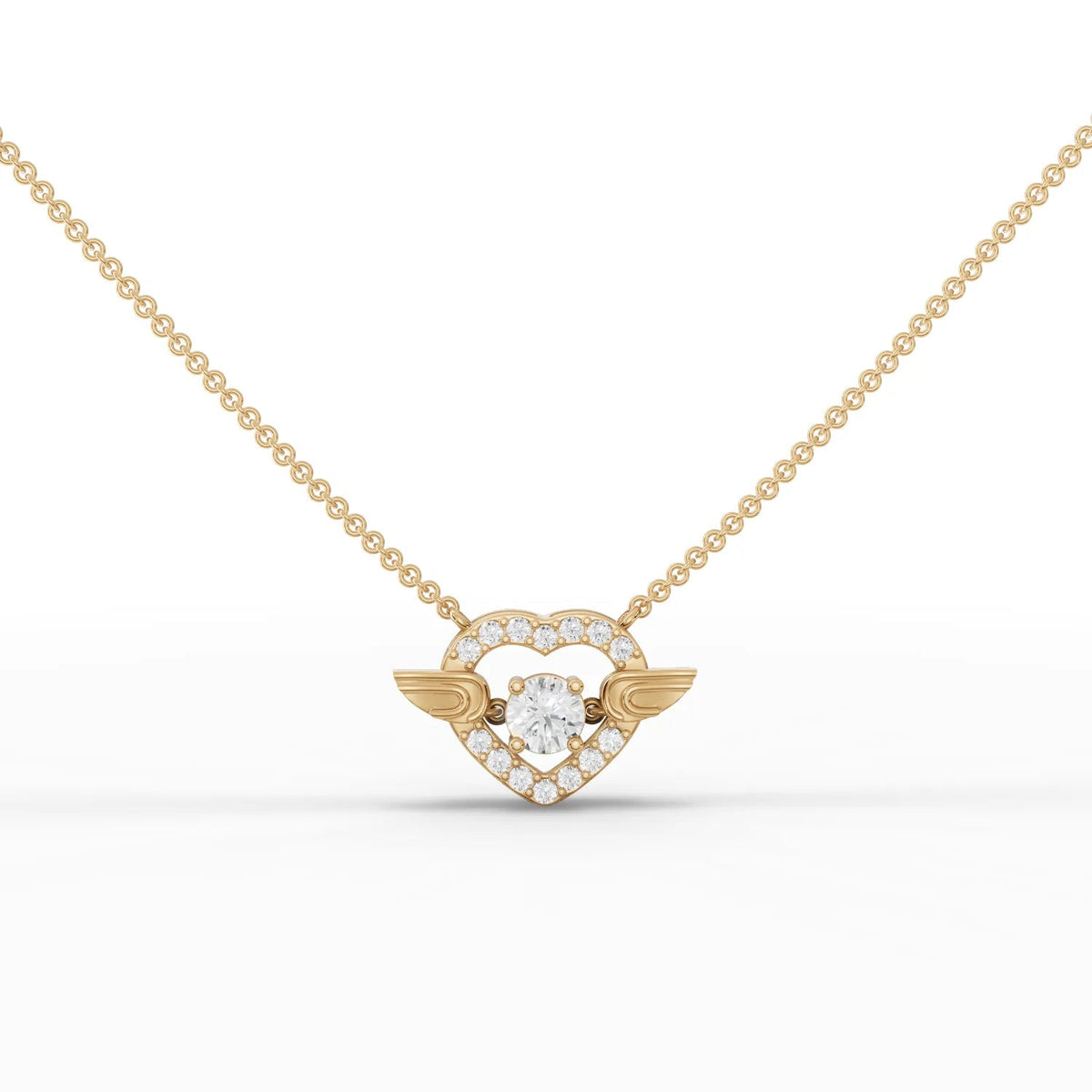 0.75 CT Round Halo Lab Grown Diamond Pendant in yellow gold