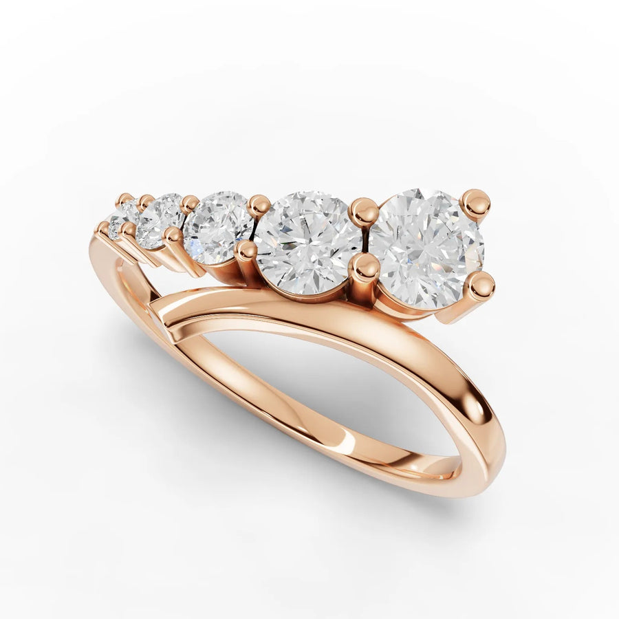 0.77 Ct Round Five Stone Diamond Lab Grown Diamond Ring in rose gold, view 2