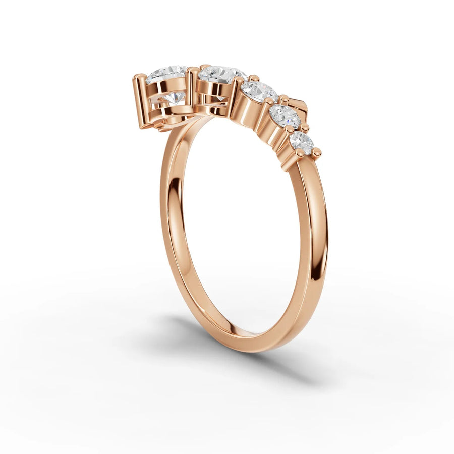 0.77 Ct Round Five Stone Diamond Lab Grown Diamond Ring in rose gold, view 3