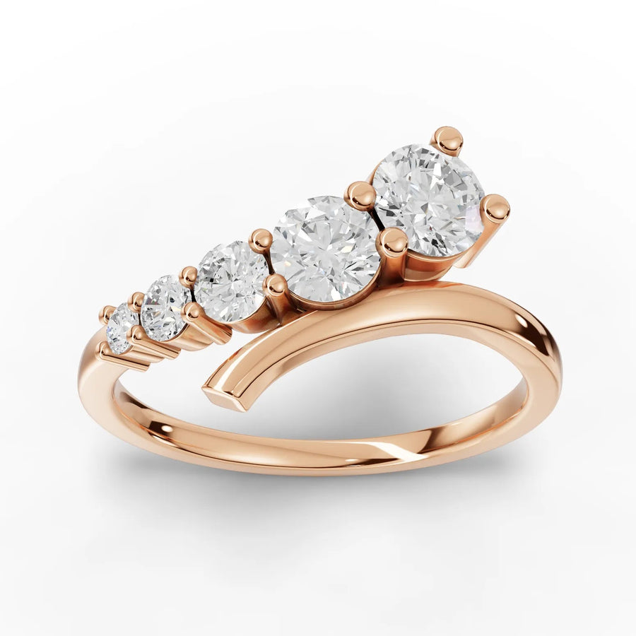 0.77 Ct Round Five Stone Diamond Lab Grown Diamond Ring in rose gold