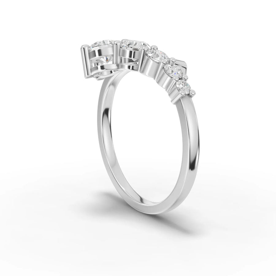 0.77 Ct Round Five Stone Diamond Lab Grown Diamond Ring in white gold, view 3