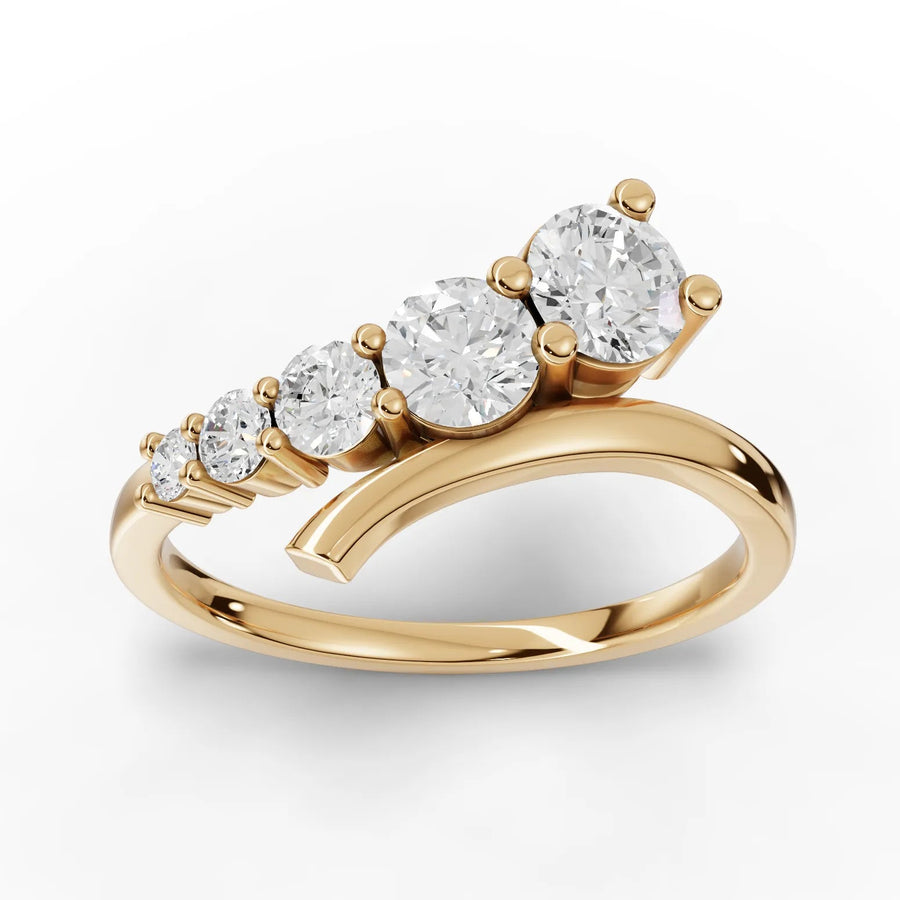 0.77 Ct Round Five Stone Diamond Lab Grown Diamond Ring in yellow gold
