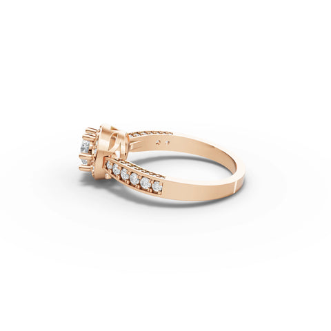 0.82 CT Round Halo With Pavé Lab Grown Diamond Band Ring in rose gold, view 2