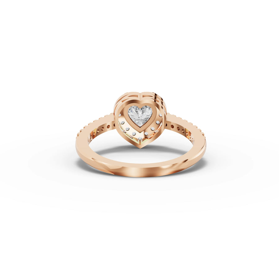 0.84 CT Heart Halo Pavé Lab Grown Diamond Band Ring in rose gold, view 3