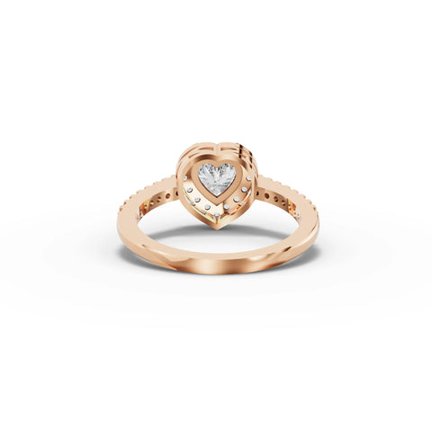 0.84 CT Heart Halo Pavé Lab Grown Diamond Band Ring in rose gold, view 3